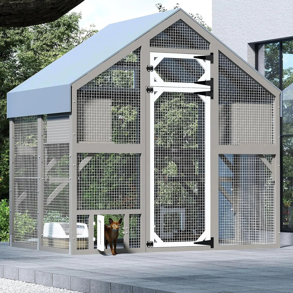 71"H Outdoor Cat Enclosure/Weatherproof Roof