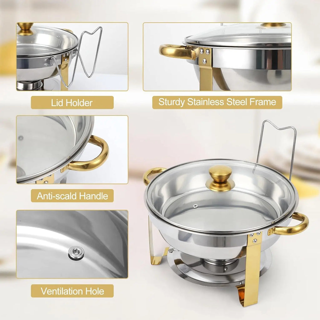 4-5QT Round Chafing Dishes with Glass Lid