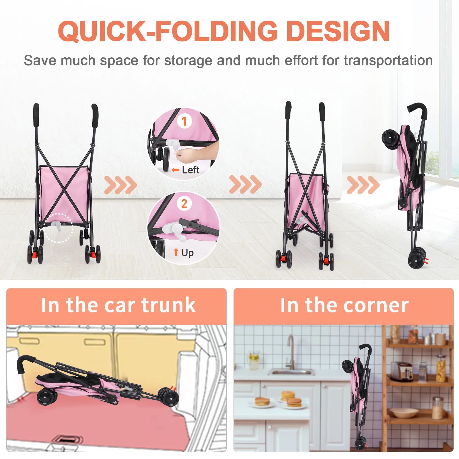 Pet Stroller with Locking Wheels