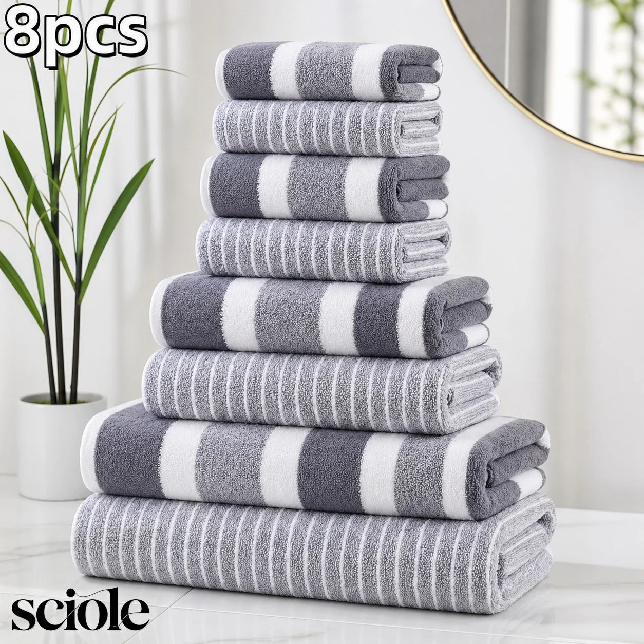 8-Piece Microfiber Bathroom Towel Set