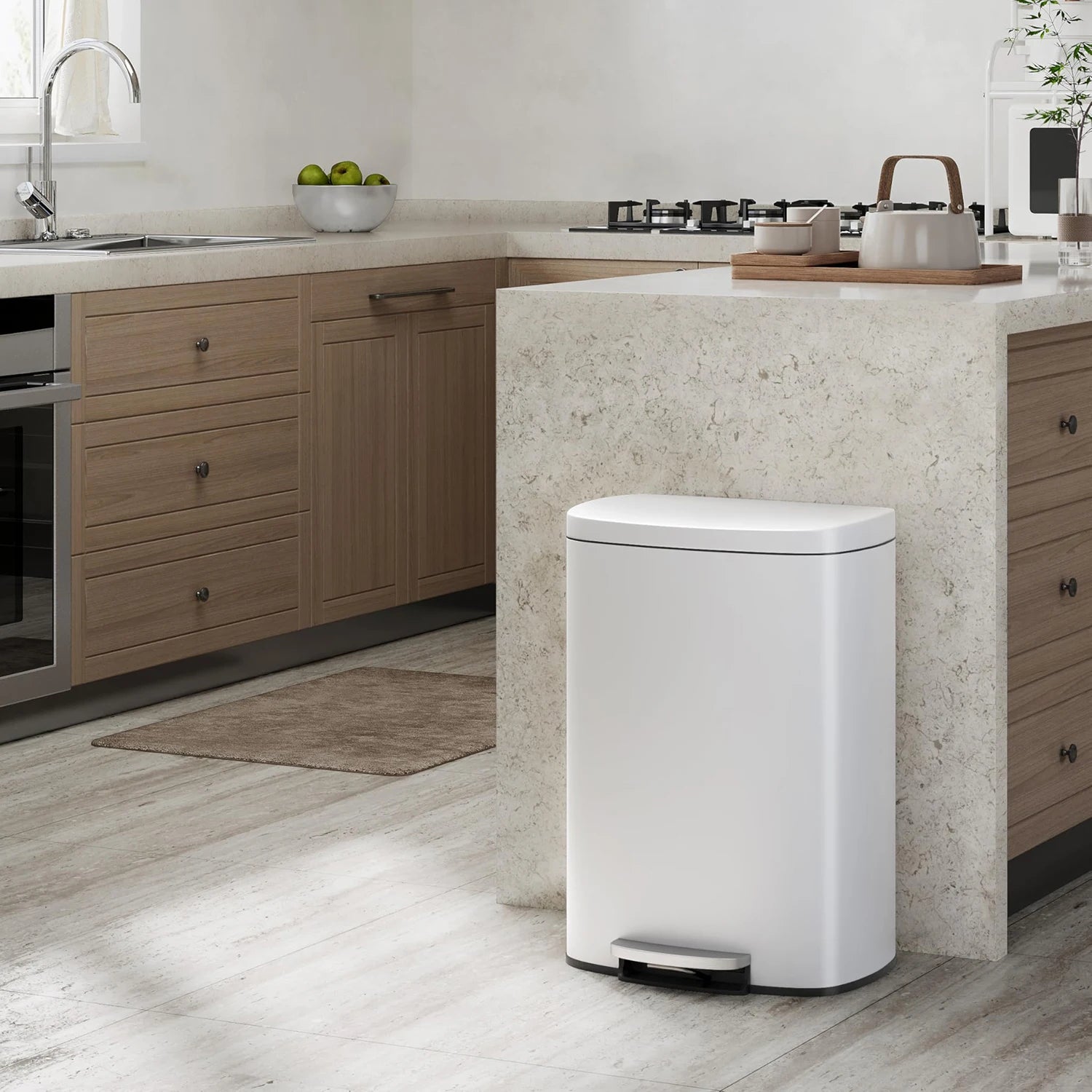 Kitchen/Bathroom Step-On Trash Can Combo Set