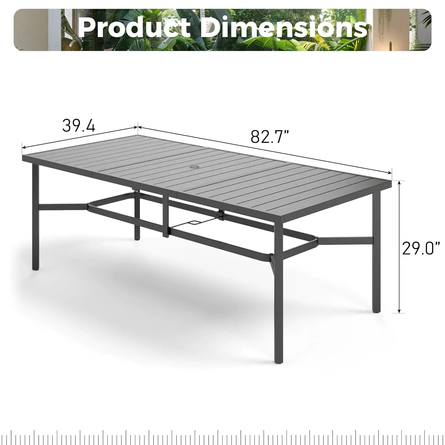 Outdoor Patio Dining Table w/Umbrella Hole