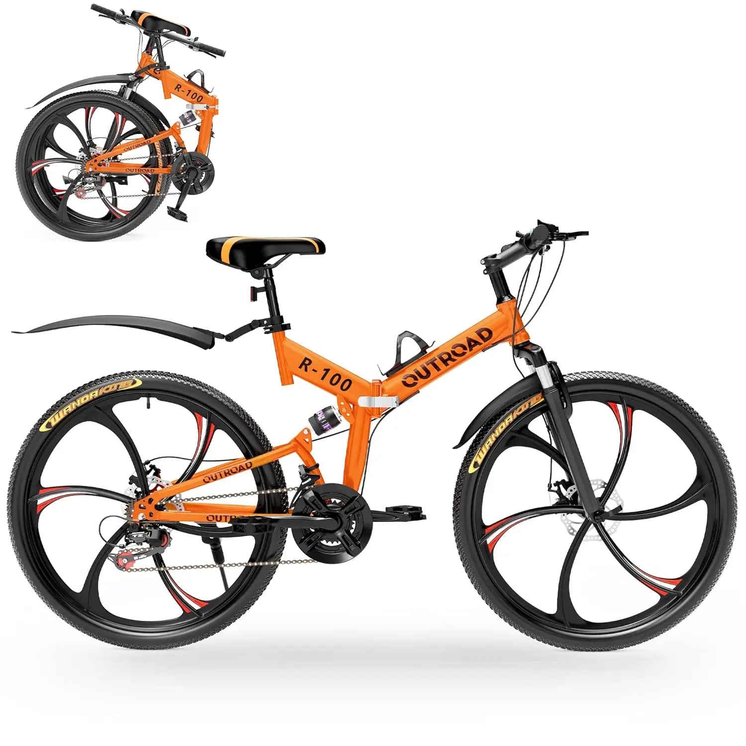 26" Folding Mountain Bike, 21 Speed