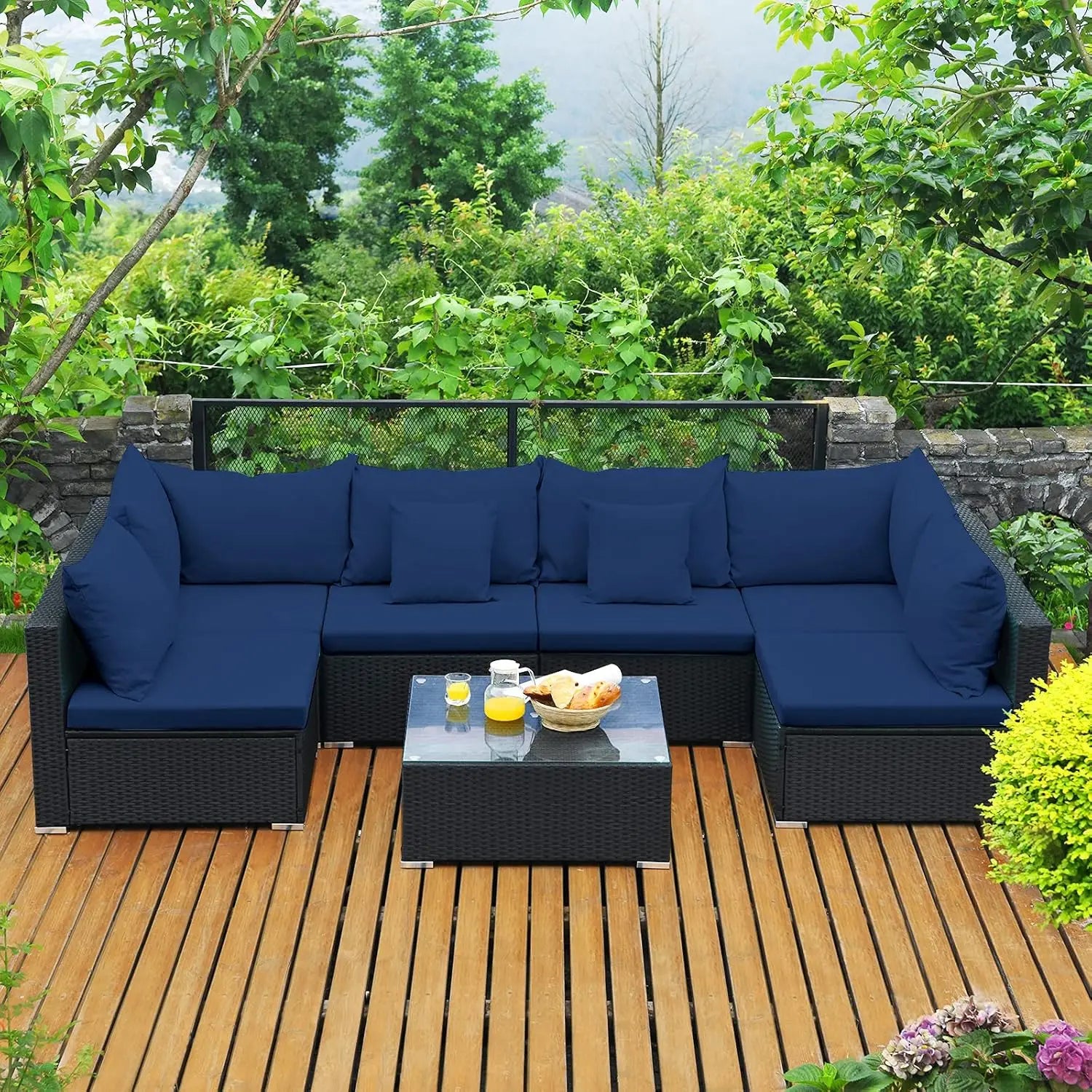 7 Pieces Wicker Patio Furniture Set