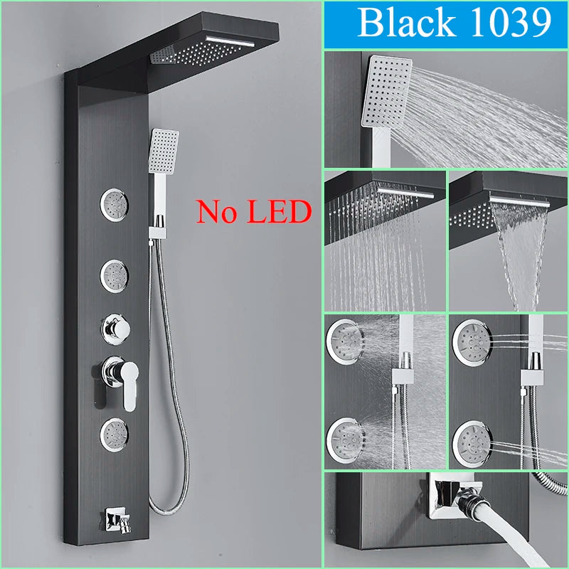 Black LED Shower Faucet Shower Panel & Column