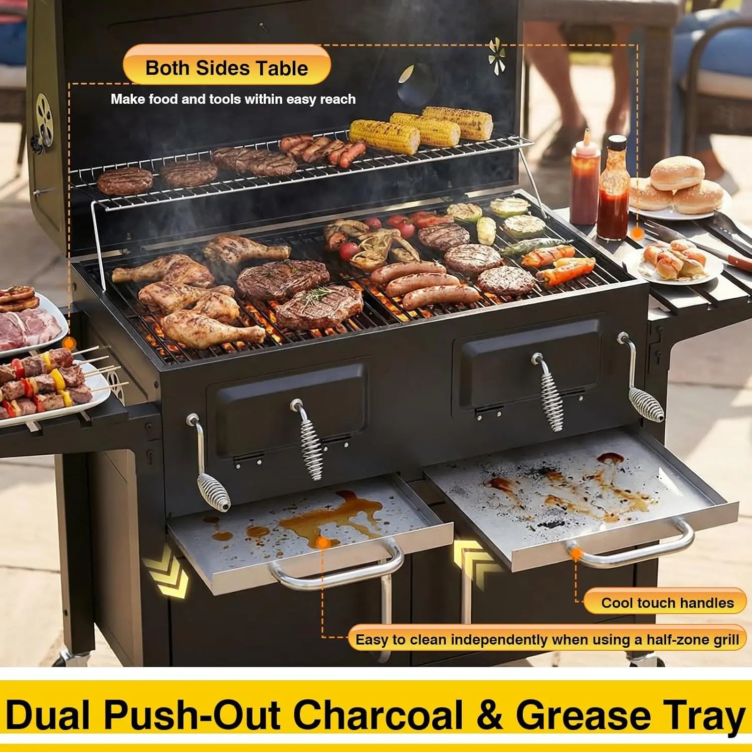 63' Charcoal BBQ Grill & Smoker