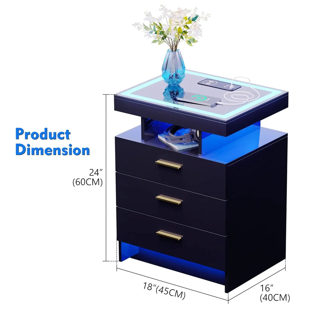 2 Nightstands Wireless Charging LED