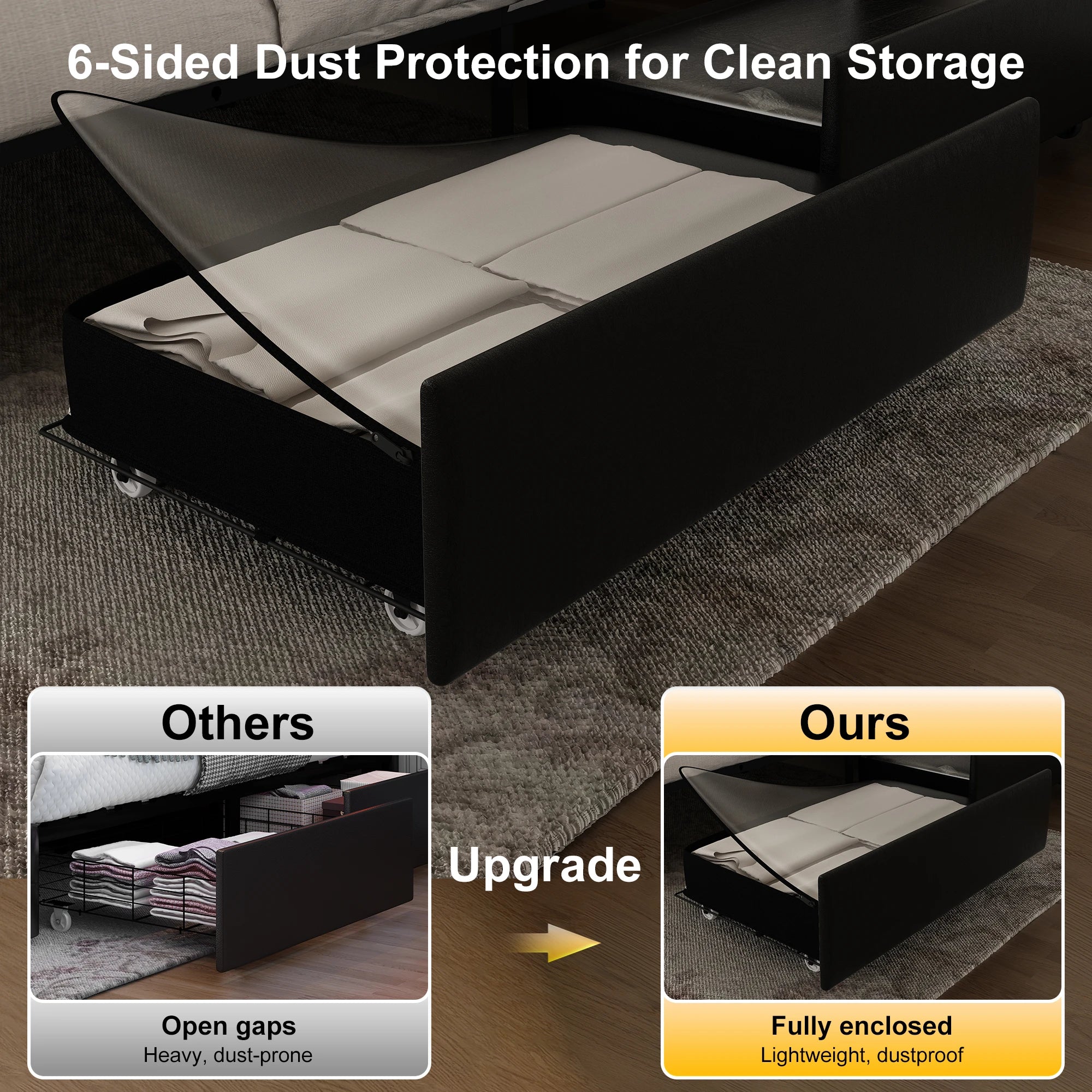 Queen Platform Bed Frame with LED Projector Lights, blue tooth