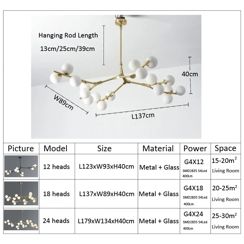 Black Gold LED Chandelier