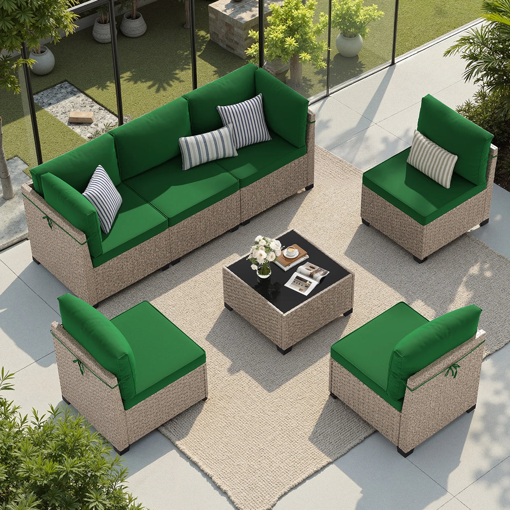 7-Piece Patio Set  All-Weather Outdoor/Tempered Glass.