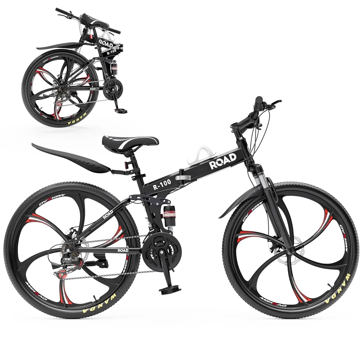26" Folding Mountain Bike, 21 Speed