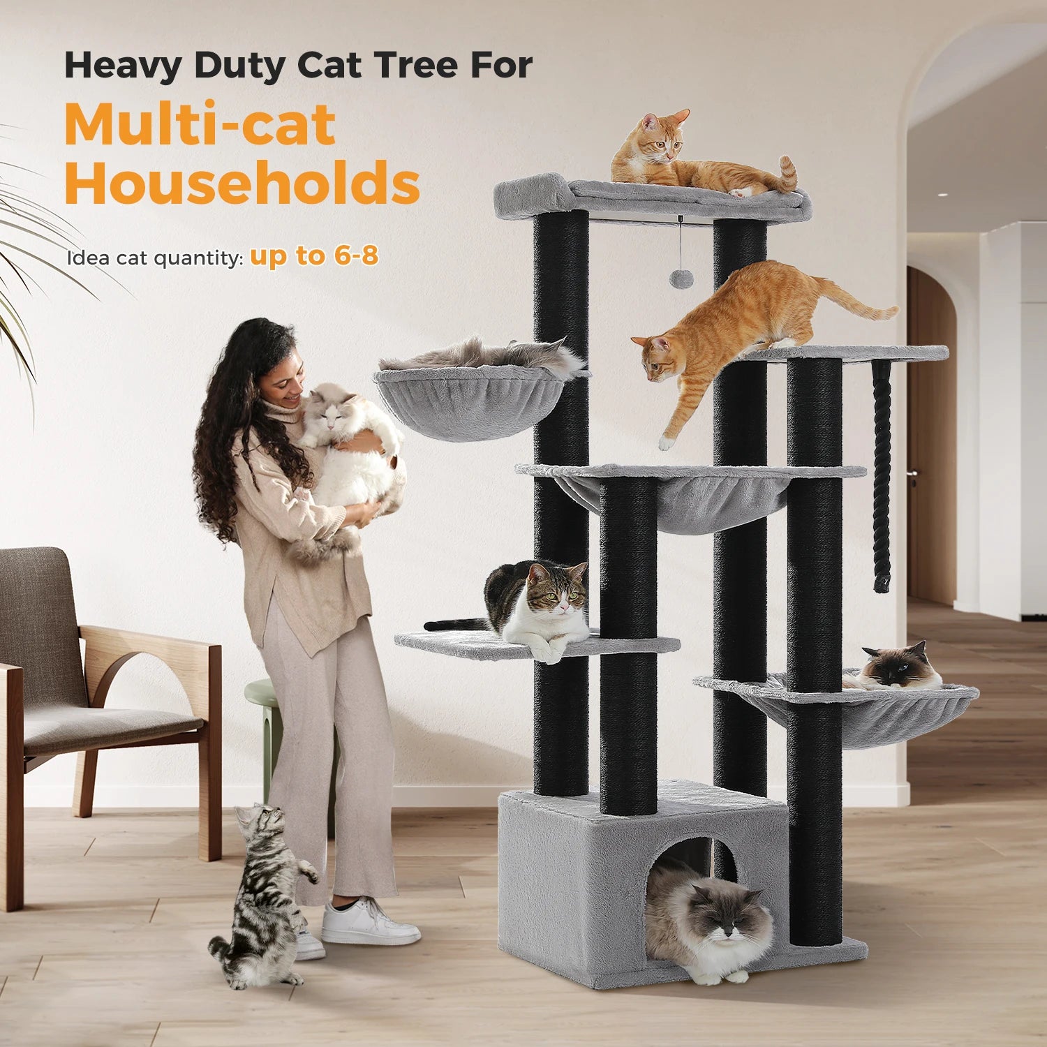 Tall Cat Tower for Indoor Adult Cats