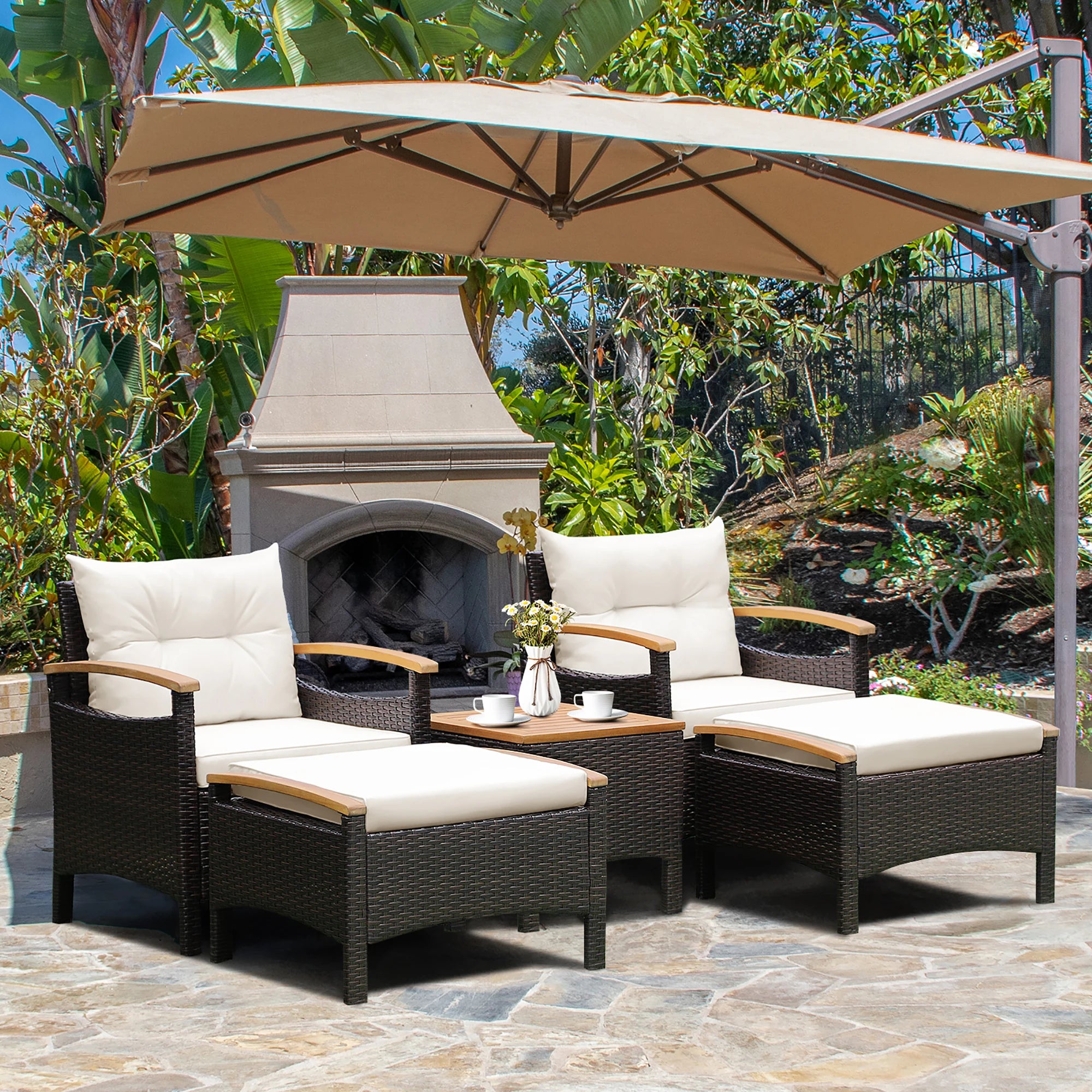 5PCS Patio Rattan Furniture Set