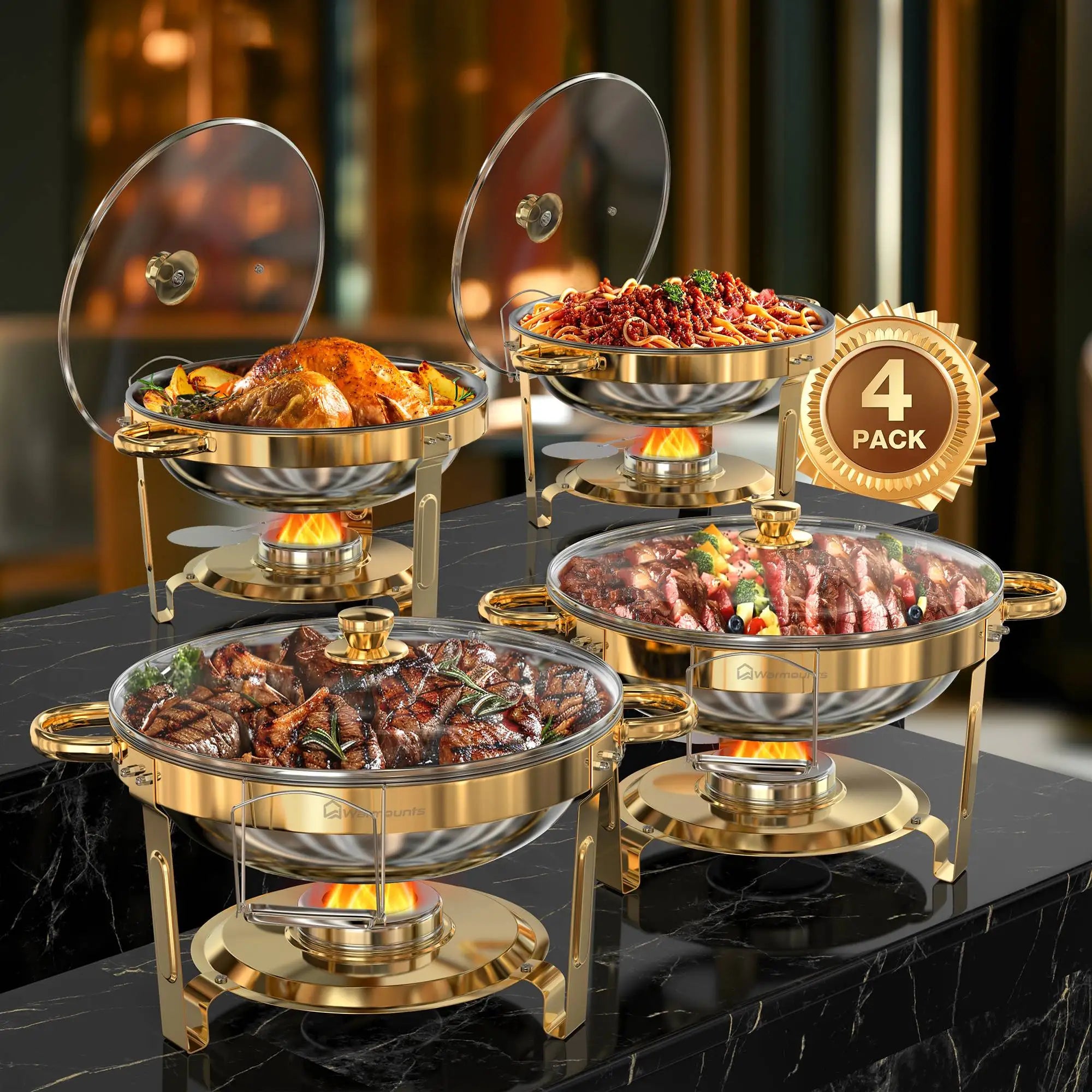 2/4 Pack 5QT Stainless Chafing Dish Set
