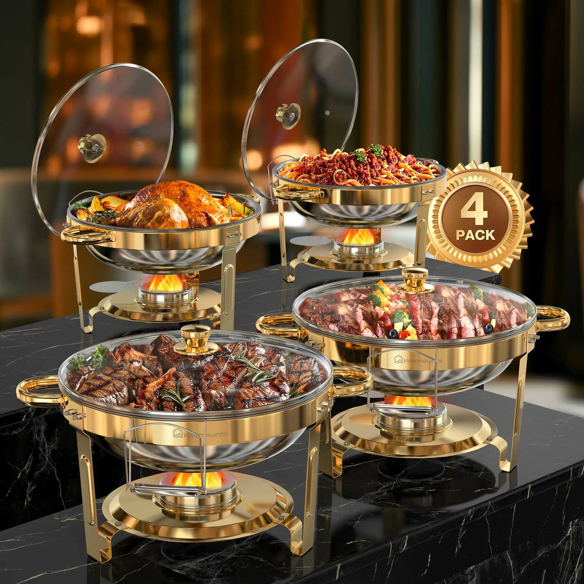 2/4 Pack 5QT Stainless Chafing Dishes