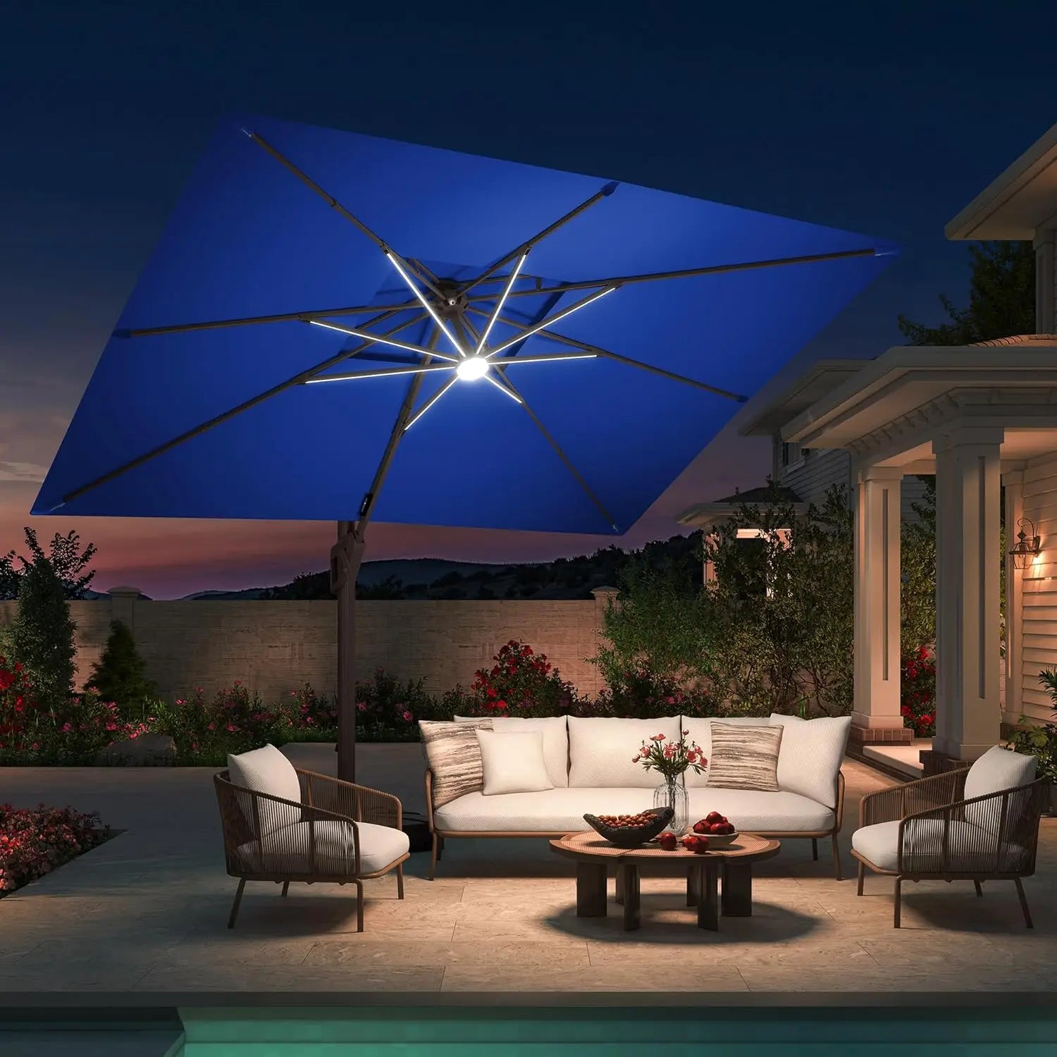 10 X 13 FT Cantilever Umbrella with Led Lights