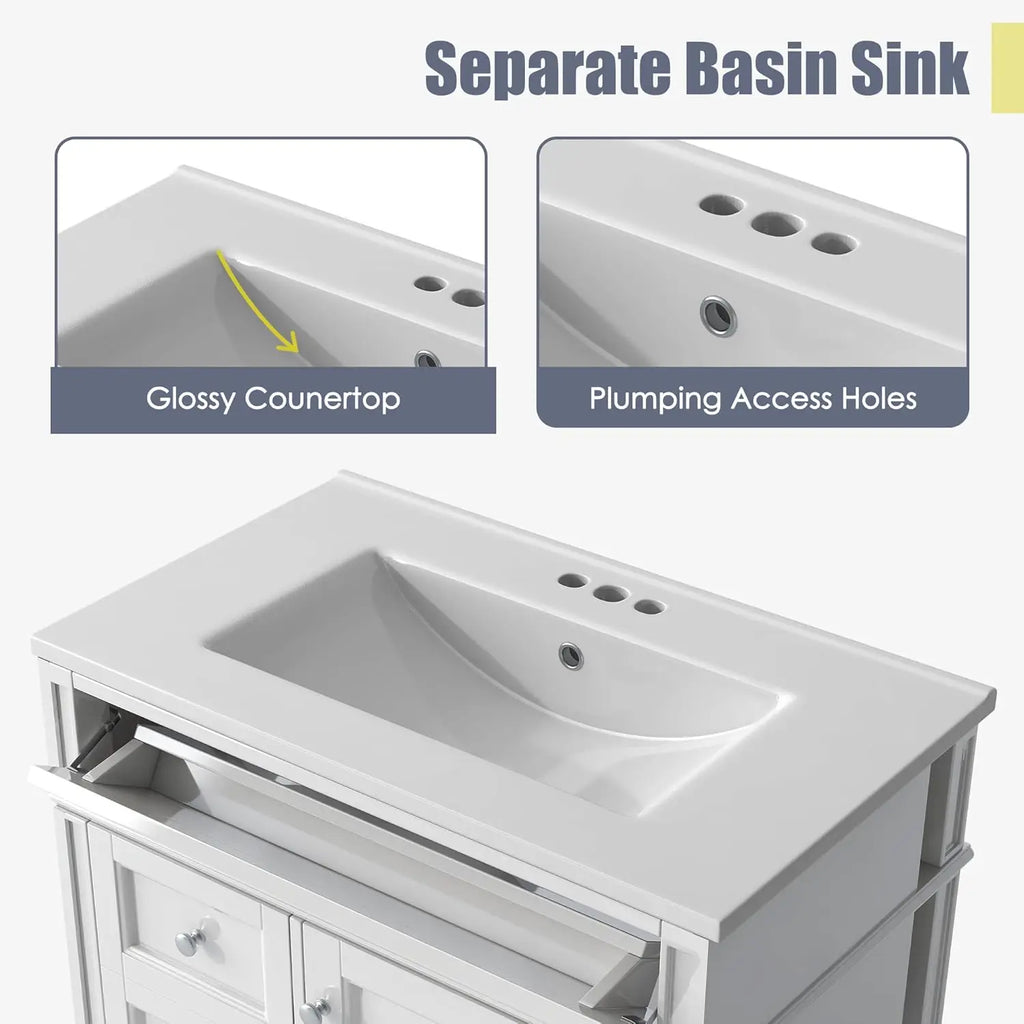 30" Bathroom Vanity Ceramic Sink