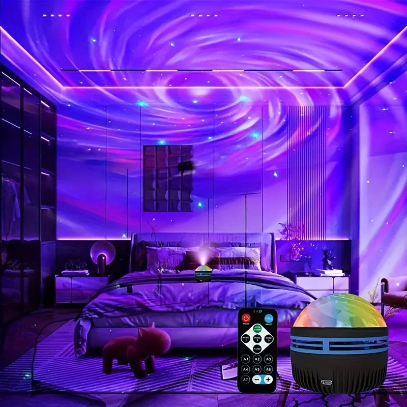 Projector LED Night Light Sound Activated, USB, Rechargeable Remote