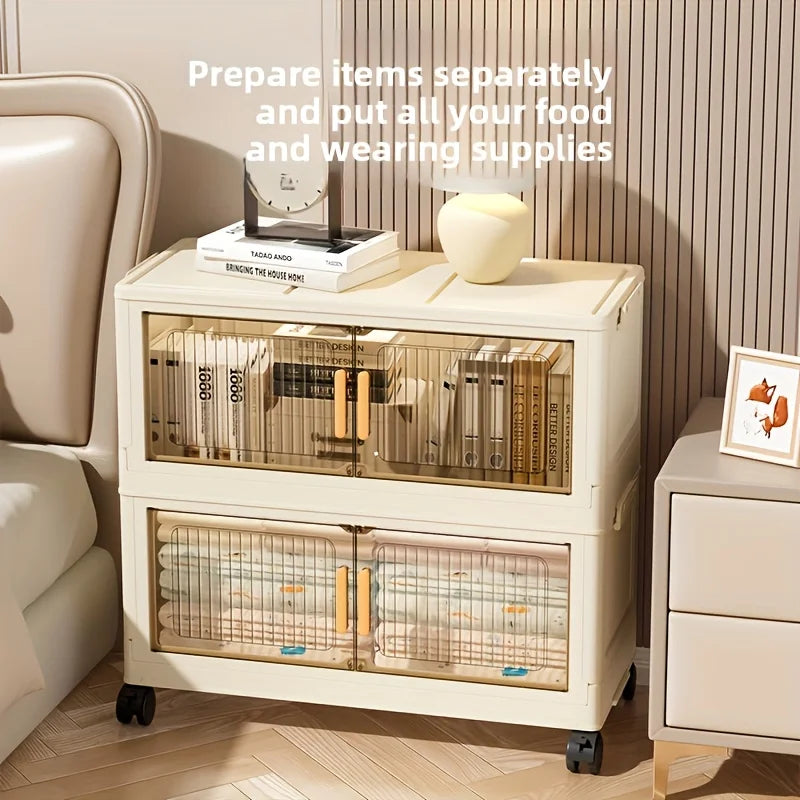 3/4/5-Tier Pantry Cabinet Lidded/Stackable W/Wheels, Multi-use