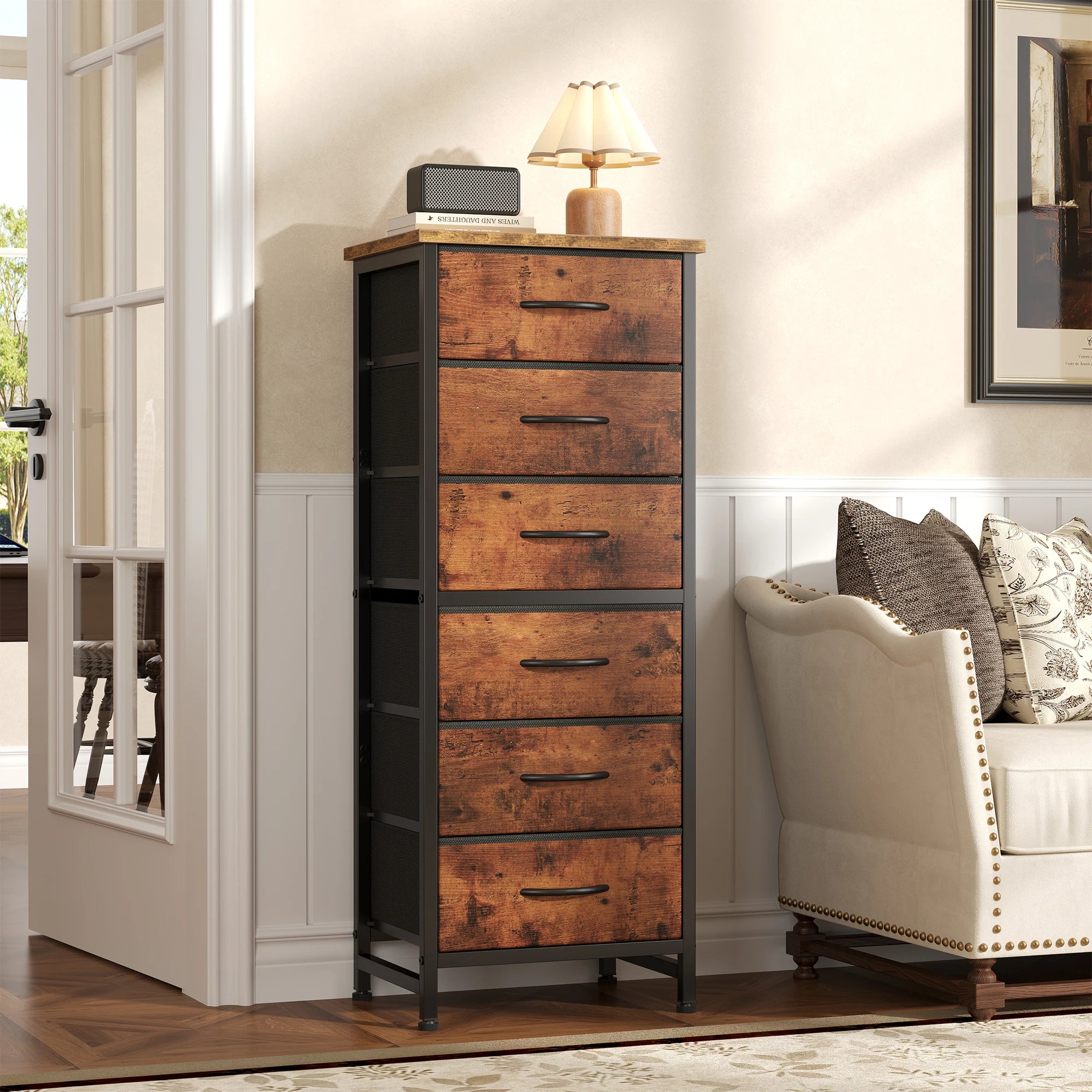 Tall 6 Fabric Drawer Dresser