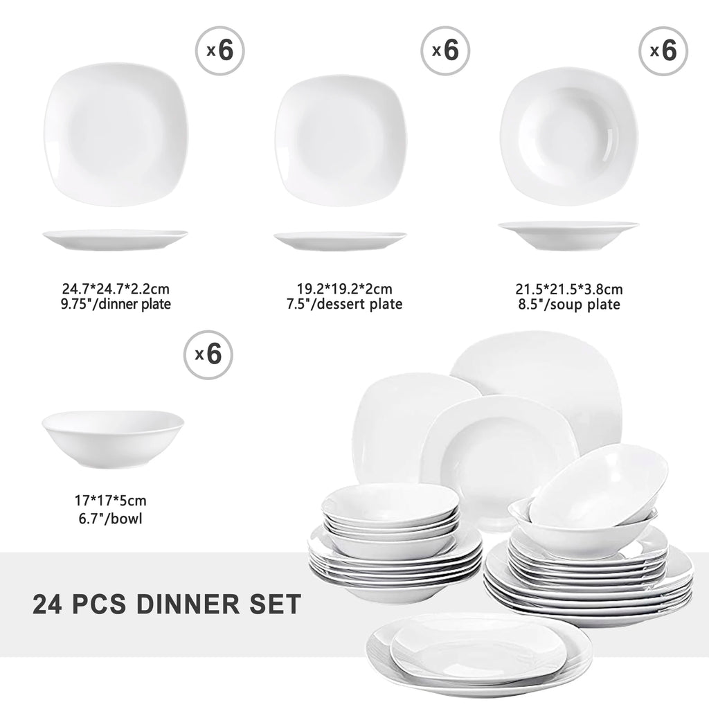 24-Piece Porcelain Tableware Set