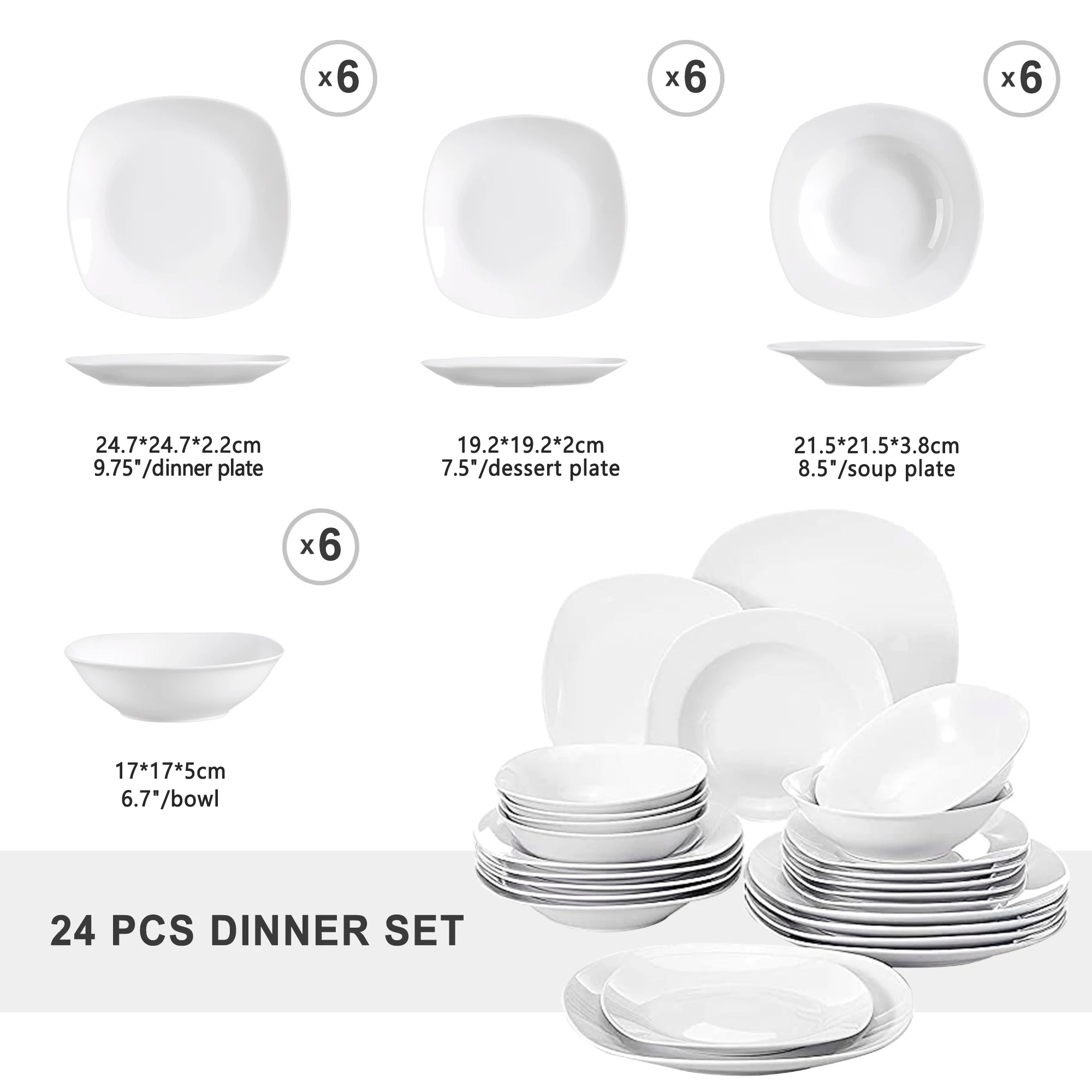 24-Piece Porcelain Tableware Set