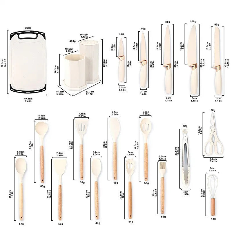 19pc.s carbon steel Knife set with holder