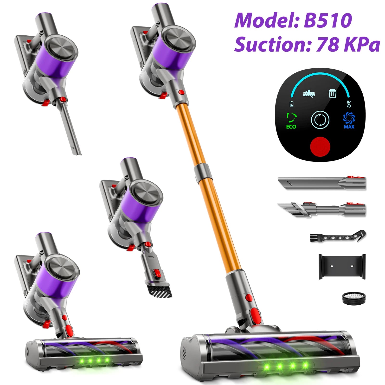 Powerful Cordless Vacuum, LED Display