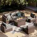 7-Pc. Patio Furniture Set Propane Firepit Table.