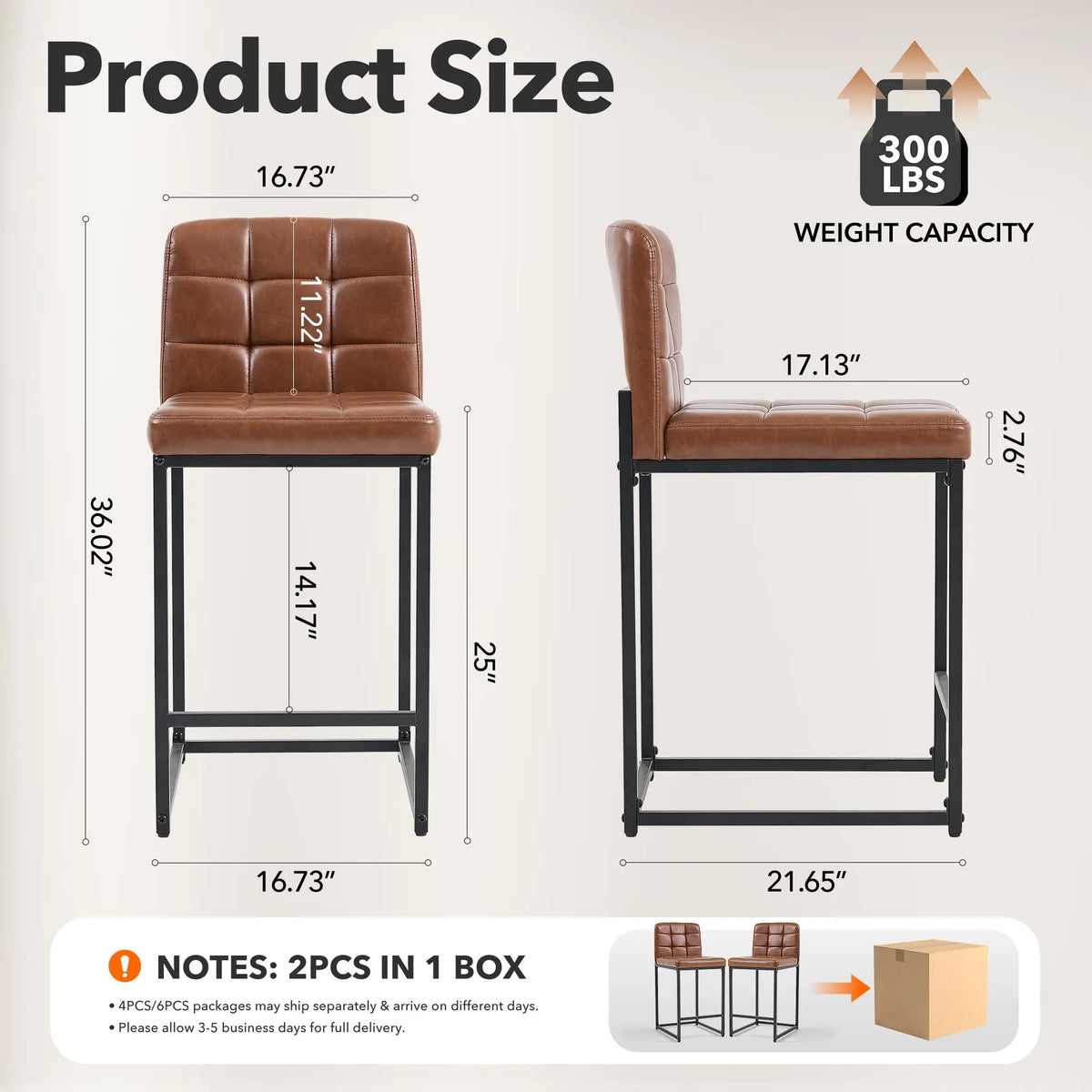 Set Of 2 Counter Height Bar Stools