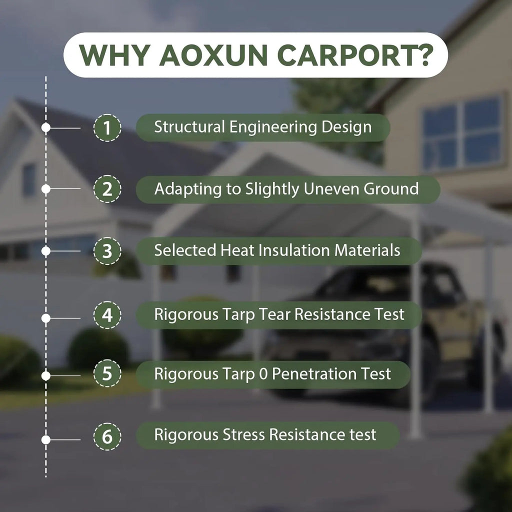 10x20 FT Carport Heavy Duty Car Canopy