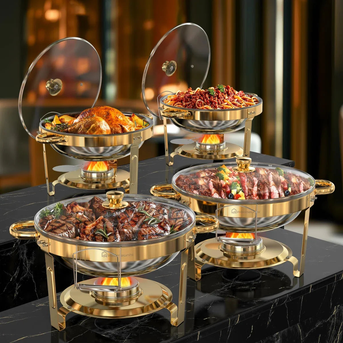 2/4 Pack 5QT Stainless Chafing Dishes