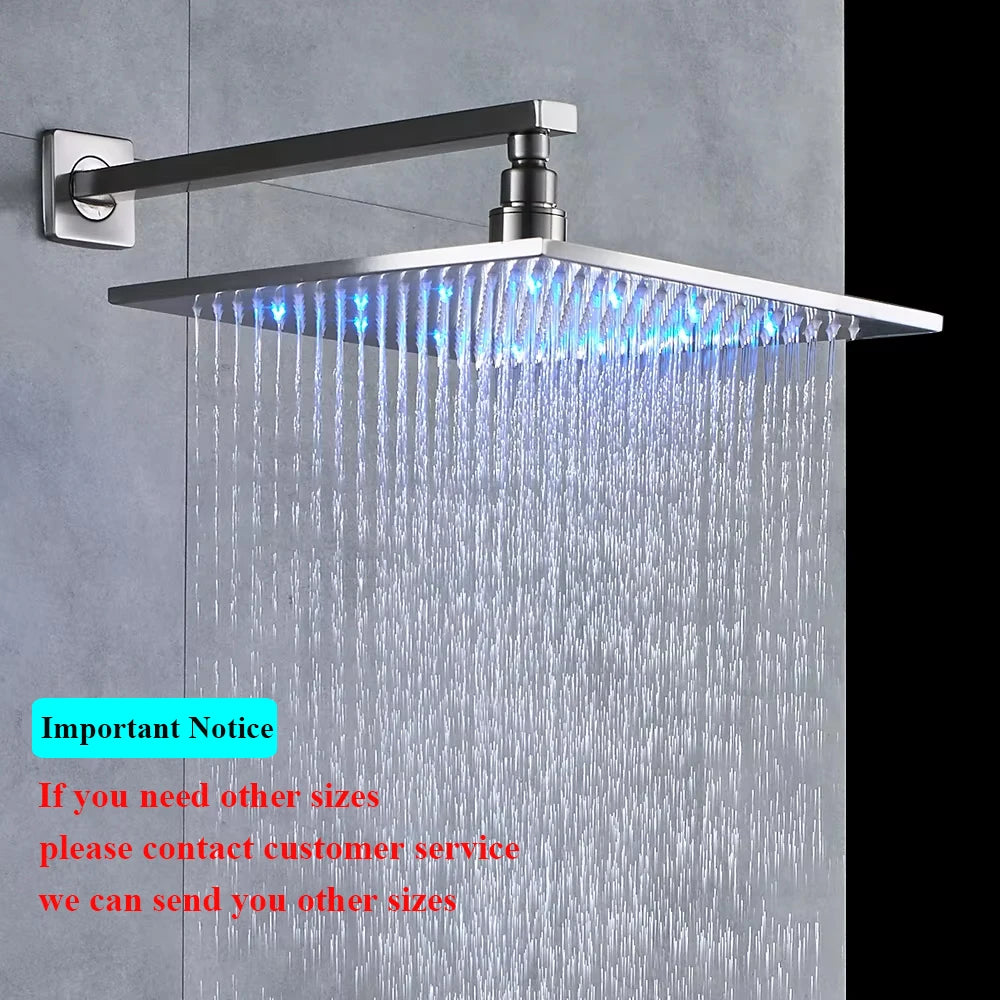 LED Light Large Rainfall  Bathroom Shower Head