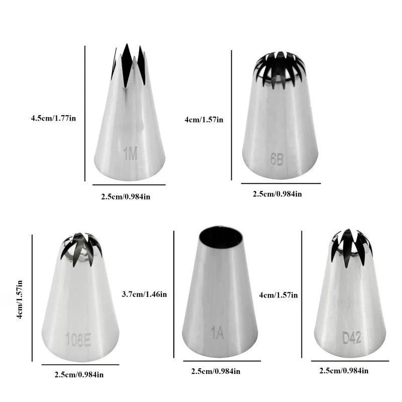 5 Metal Icing Tips Kit