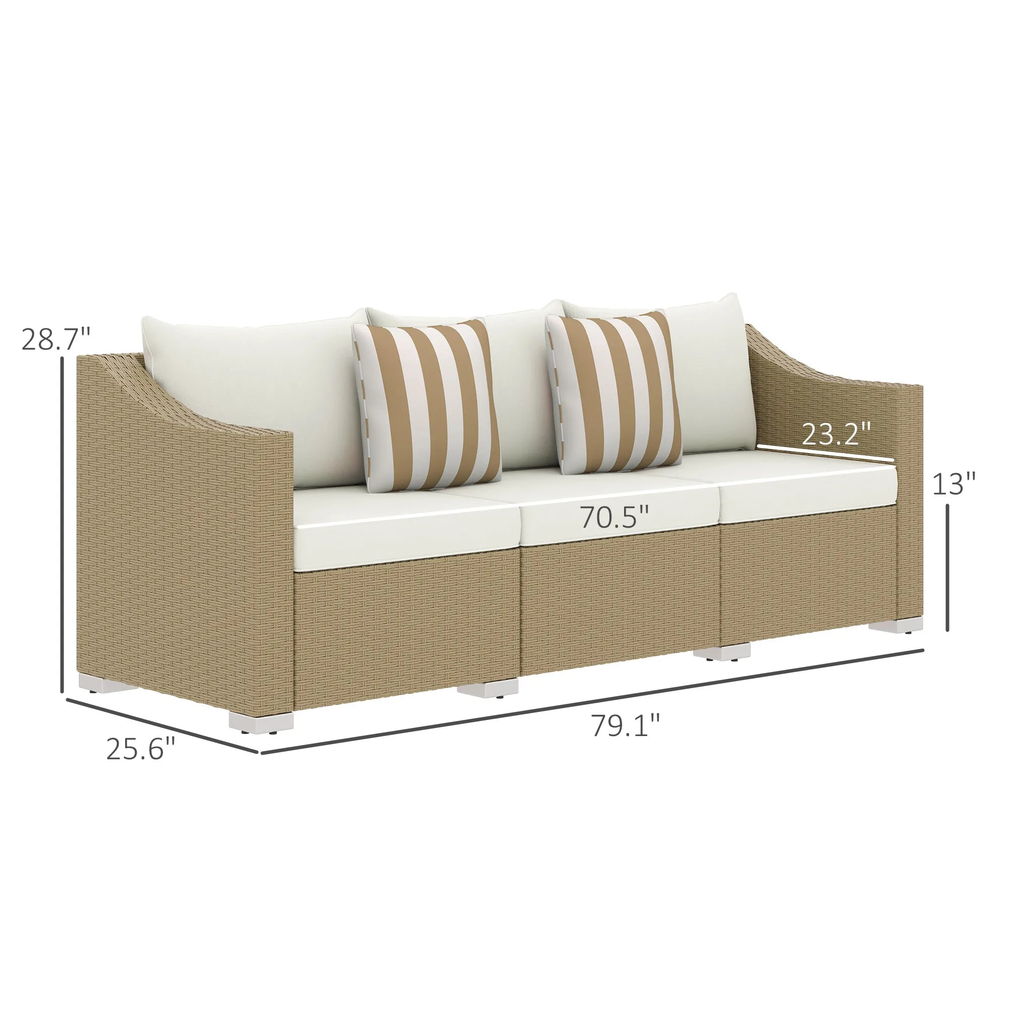 3 Seater Patio Wicker Sofa