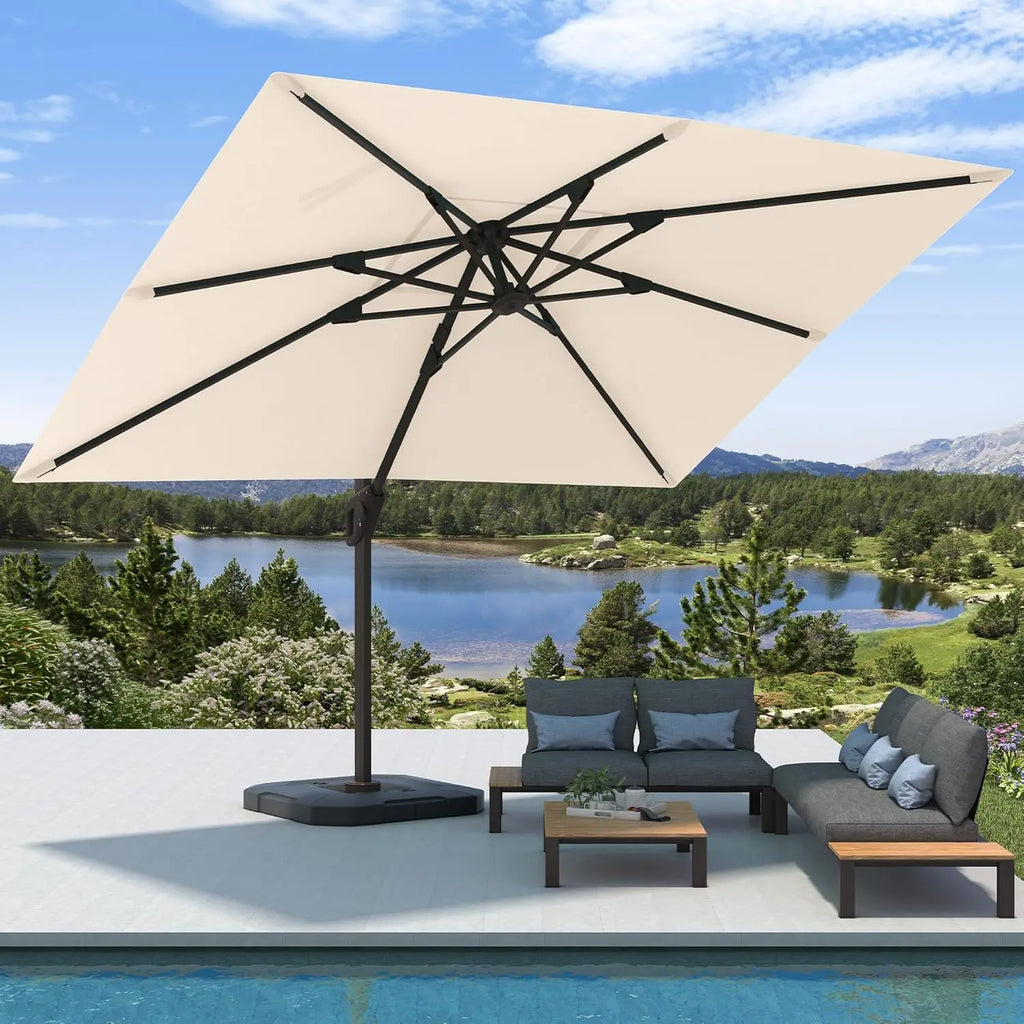 9' X 12' Cantilever Patio Umbrella Base Included 7 Tilts,