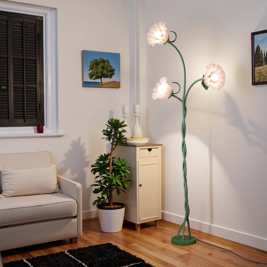Flower Floor Lamp, Contains Bulb, Dimmable, Flexible Neck Shaft