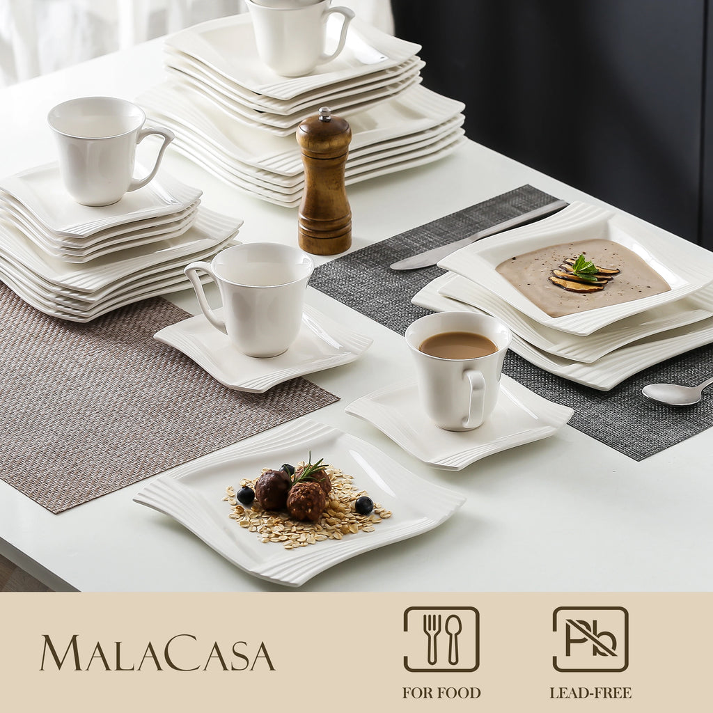 30/60 Piece White Porcelain Dinnerware