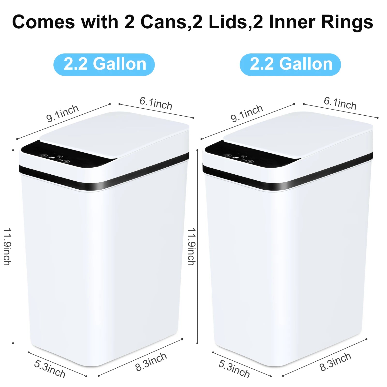 2 Pack 12L Bathroom Cans Motion Sensor Slim