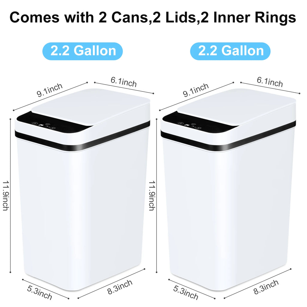 2 Pack 12L Bathroom Cans Motion Sensor Slim