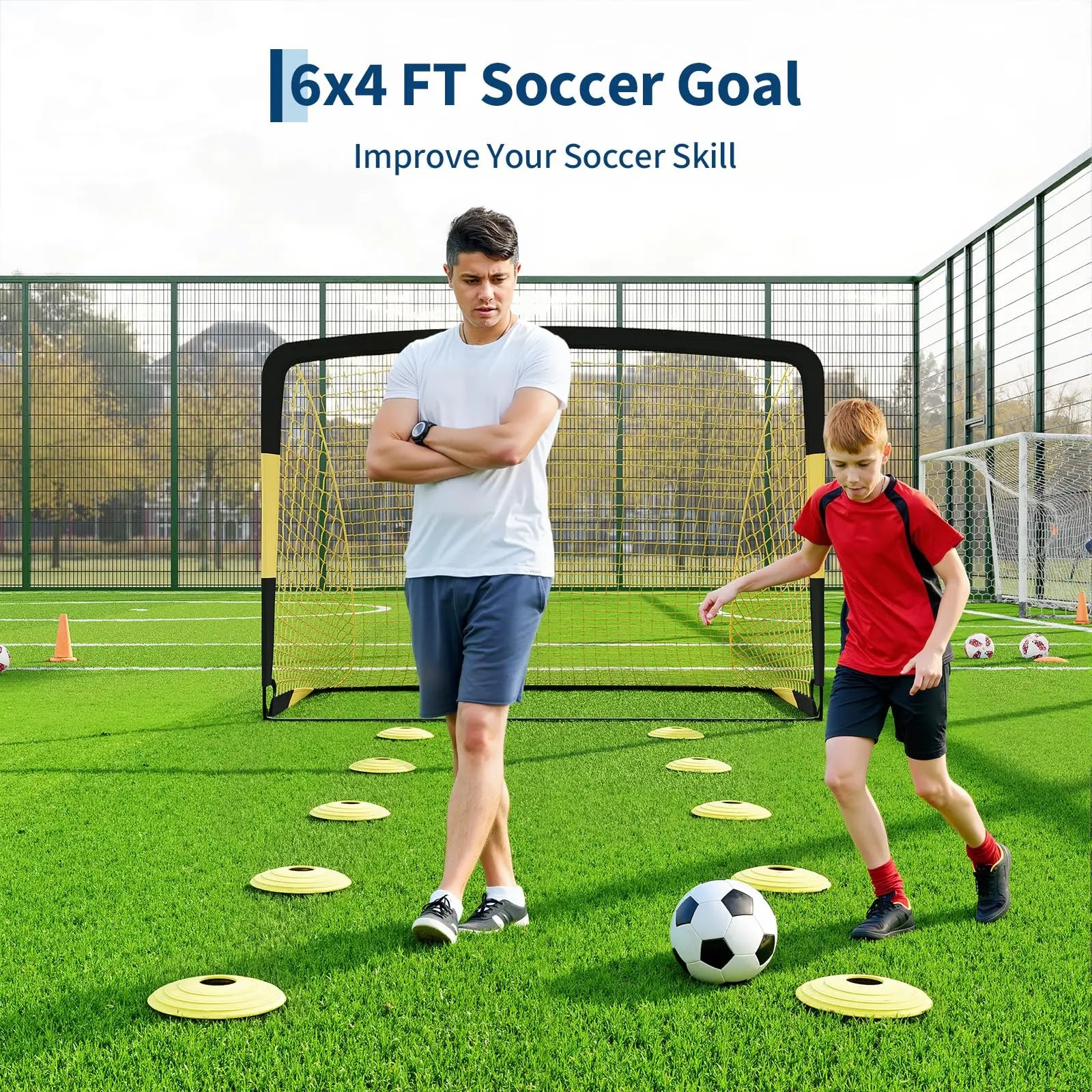 6x4ft Pop Up Soccer Goal Set Of 2