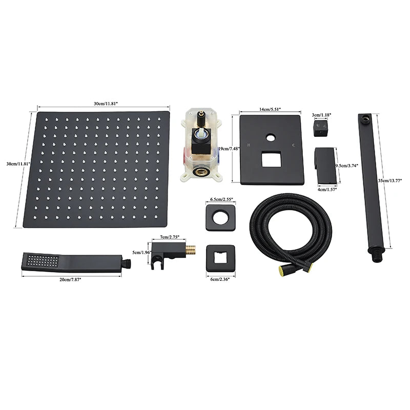 Matte Black Rainfall Shower Faucets