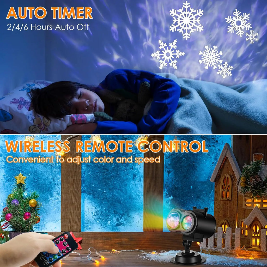 Outdoor Projector Lights  16 Slides, Water Wave Lamp, Timer, Remote