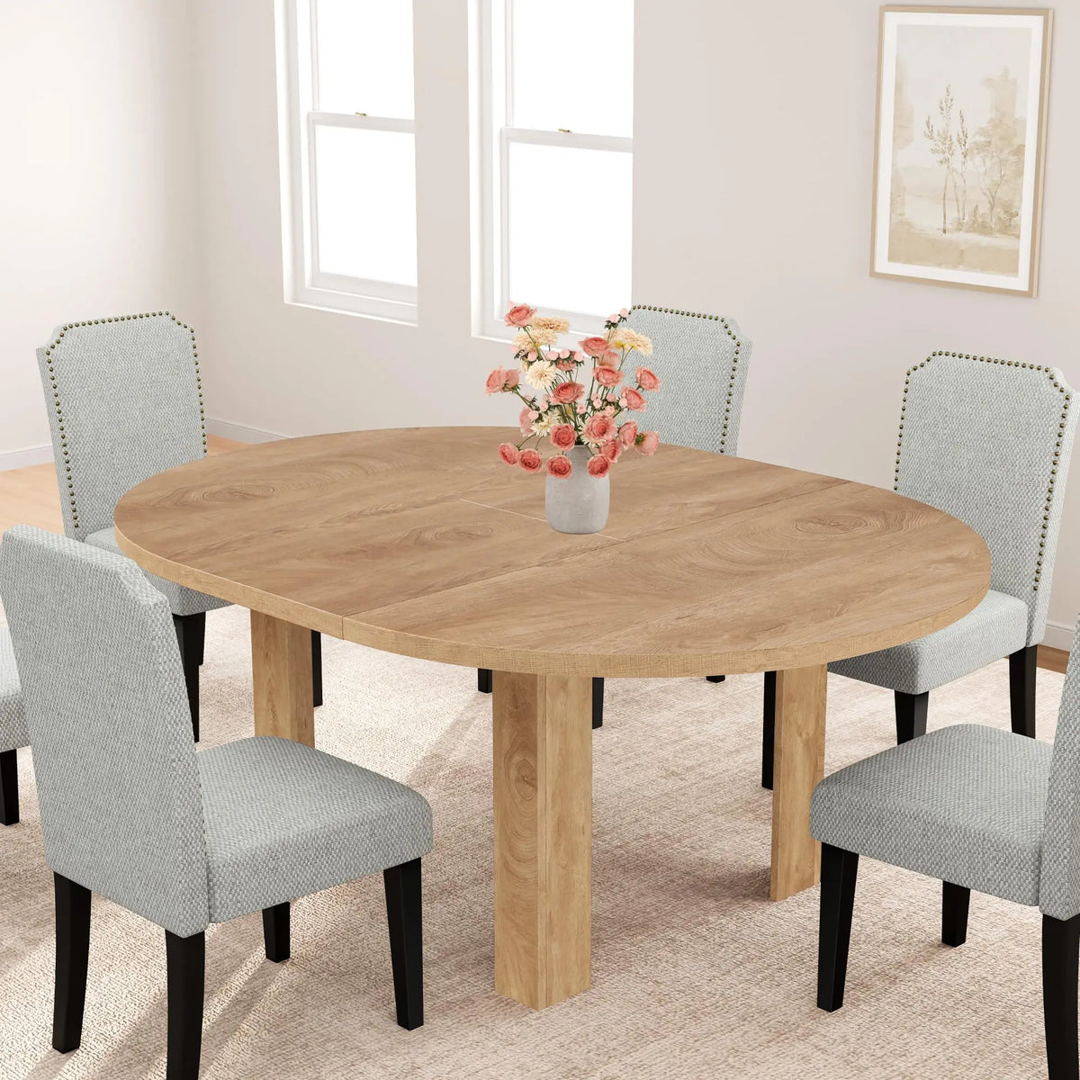 Extendable Round To Oval Dining Table