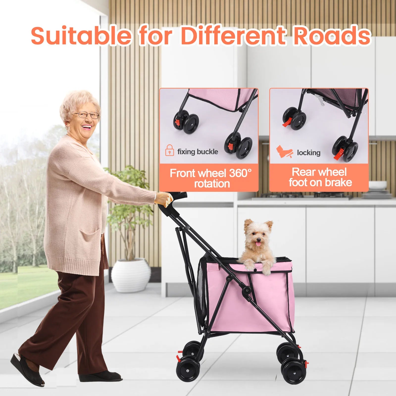 Pet Stroller with Locking Wheels