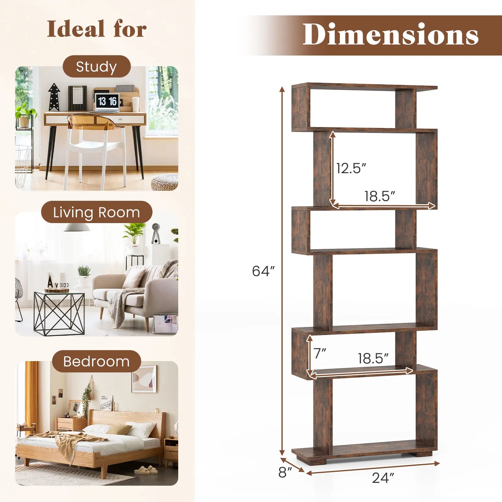 6-tier Storage Bookshelf