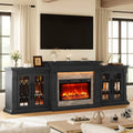 TV Stand, Electric Fireplace Mantel with Cabinets, Glass Doors