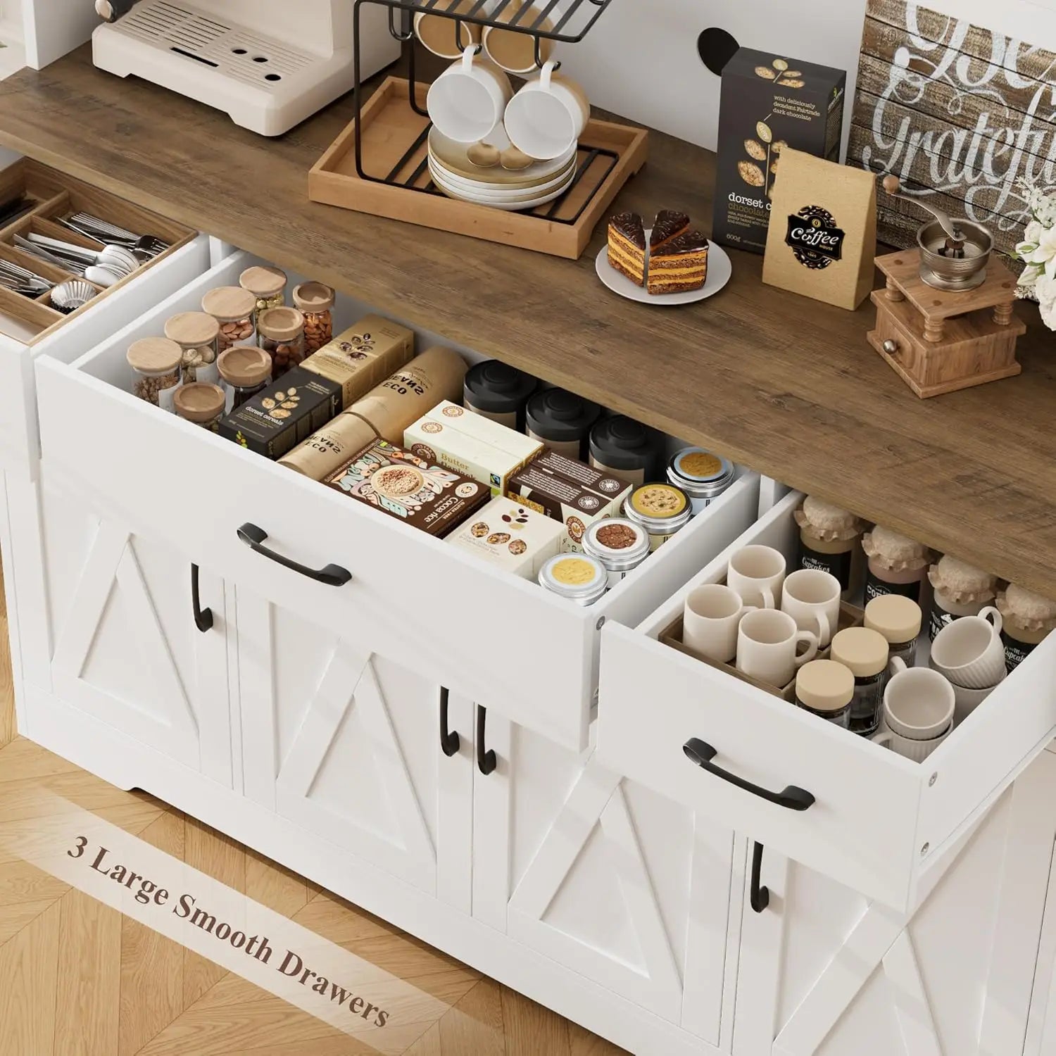 71" Tall Pantry Cabinet with Charging Station