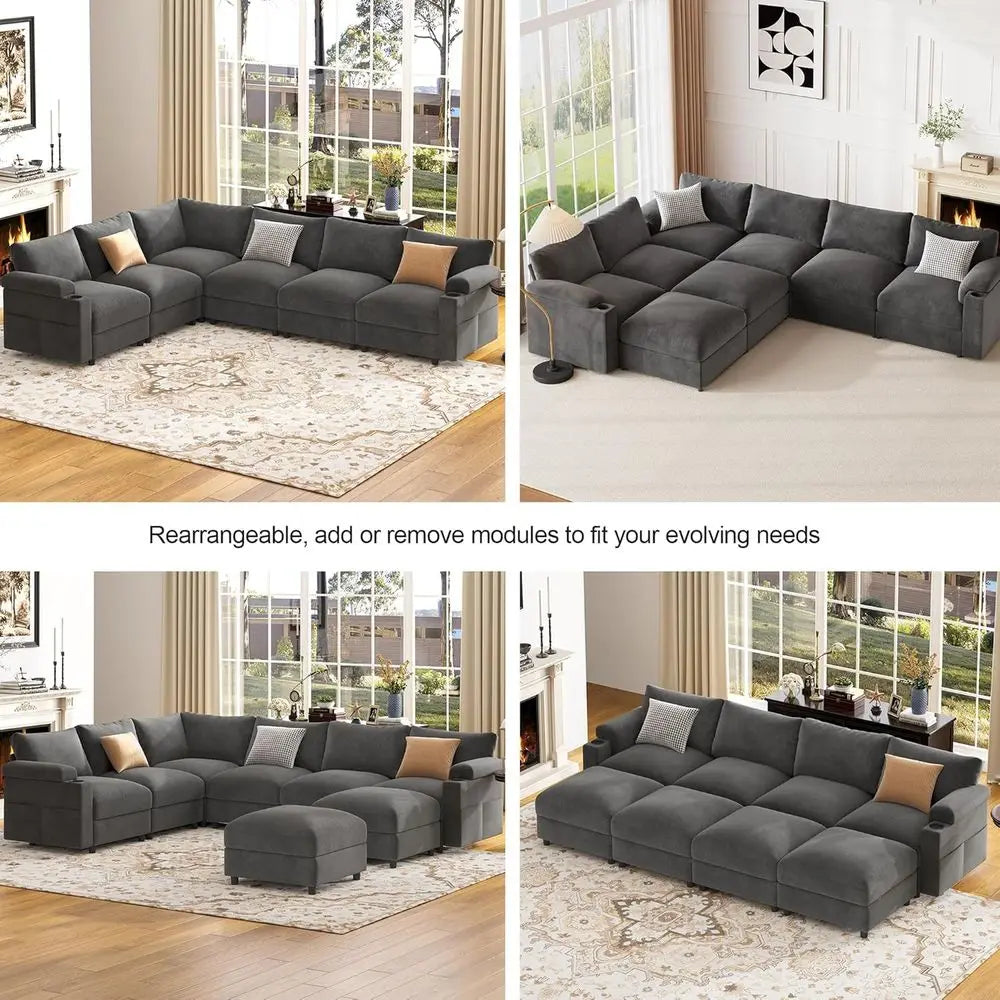 Cloud-Shaped Sleeper Sofa with Detachable Armrest