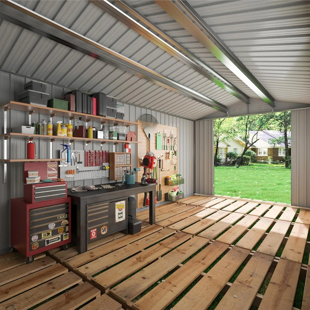 10x10~12x18FT Outdoor Metal Storage Shed